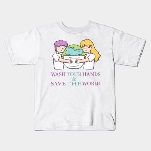 Wash Your Hands & Save The World - Social Distance Tshirt for Men or Women Kids T-Shirt